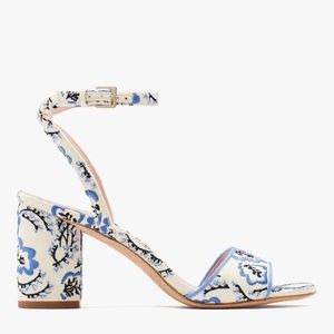 Kate Spade New York Delphine Sandal Heels Blue and White Women US Size 6